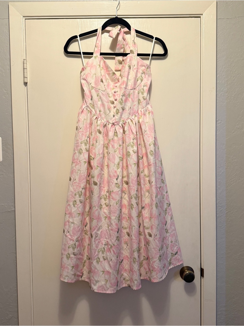 Pink Floral Halter Dress for women’s